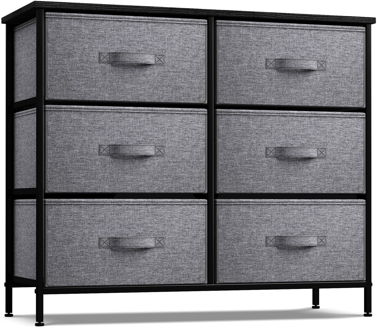 Sorbus 6 Drawers Dresser- Storage Unit with Steel Frame, Wood Top, Fabric Bins - for Bedroom, Closet, Office and more